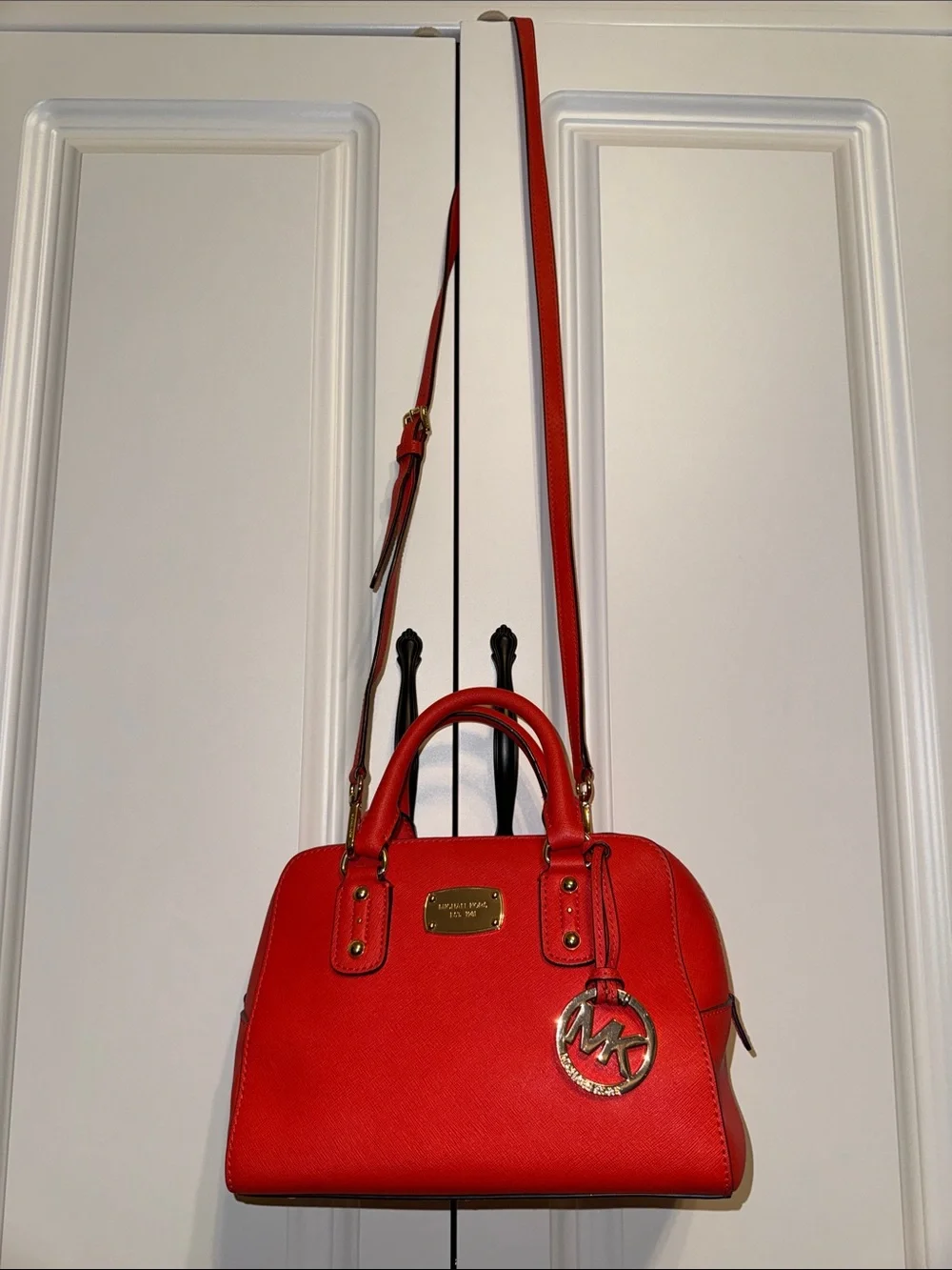 Michael Kors Mandarin Orange Saffiano Leather Small Satchel Crossbody